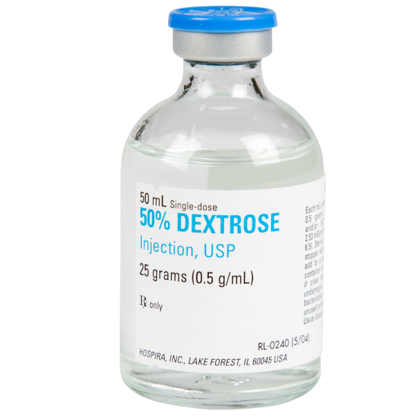 50% Dextrose Injection, USP 25grams/50mL (0.5g/mL) Vial