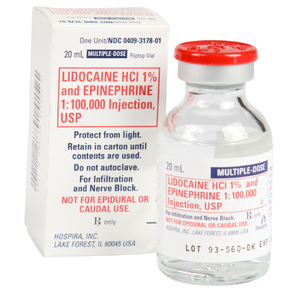Lidocaine HCI 1% and Epinephrine 1:100,000 Injection USP 20mL Vial