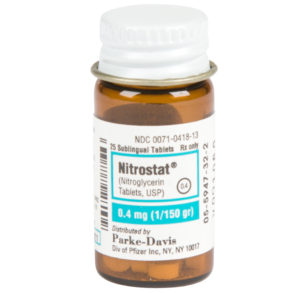 Nitrostat® (Nitroglycerin Sublingual Tablets, USP) 0.4mg/Tablet 25Tabs