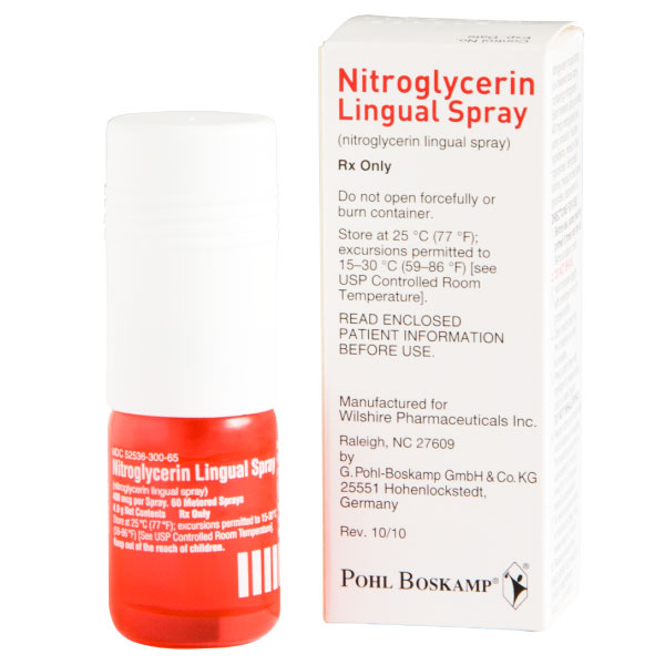 Nitroglycerin Lingual Spray 400mcg Per Spray 60 Metered Sprays Unboxed