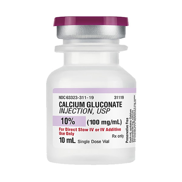 Calcium Gluconate Injection, USP 10% 1,000 mg per 10mL (100mg/mL) 10mL vial
