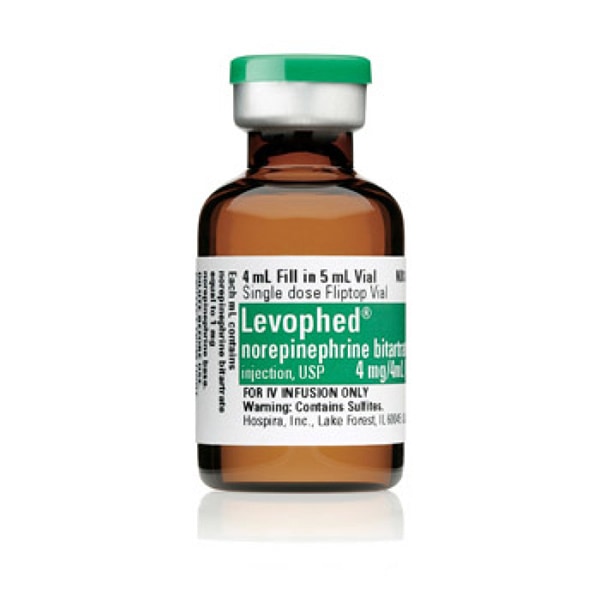 Levophed® Norepinephrine Bitartrate Injection, USP 4mg/4mL 4mL vial