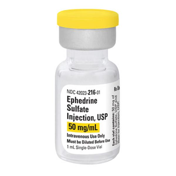 Ephedrine Sulfate Injections, USP 50 mg/mL 1mL vial