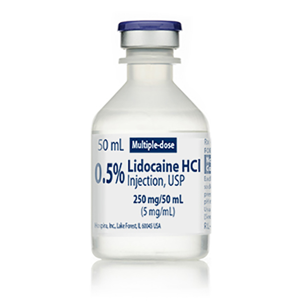 0.5% Lidocaine HCl Injection, USP 250 mg/50 mL (5 mg/mL) 50 mL Vial
