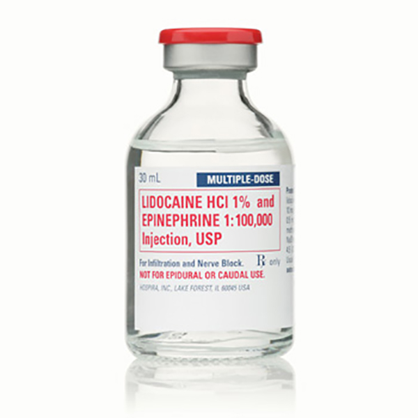 Lidocaine HCl 1% and Epinephrine 1:100,000 Injection USP 30mL Vial