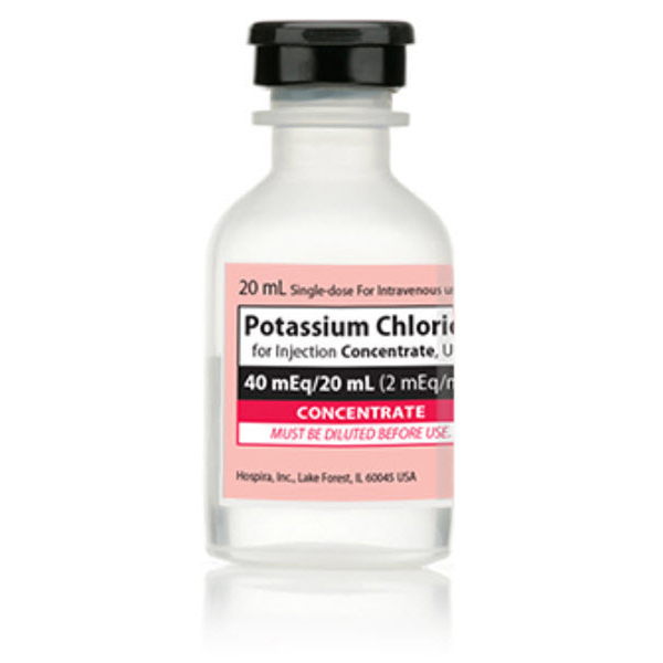 Potassium Chloride for Injection Concentrate, USP 40 mEq/20 mL (2 mEq/mL) 20mL Vial