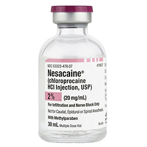 Nesacaine(R) (Chloroprocaine HCl Injection, USP) 2% (600mg per 30mL) (20mg per mL) 30mL Vial Nesacaine(R) (Chloroprocaine HCl Injection, USP) 2% (600mg per 30mL) (20mg per mL) 30mL Vial