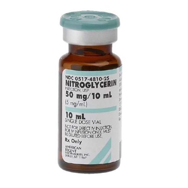 Nitroglycerin Injection, USP 50mg/10mL (5mg/mL) 10mL Vial