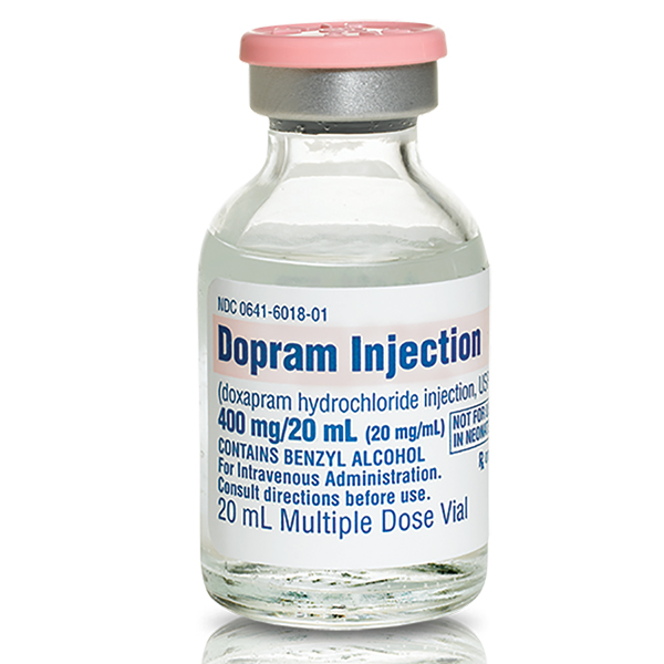 Dopram Injection (Doxapram Hydrochloride Injection, USP) 400 mg/20 mL (20 mg/mL) 20 mL Vial boxed