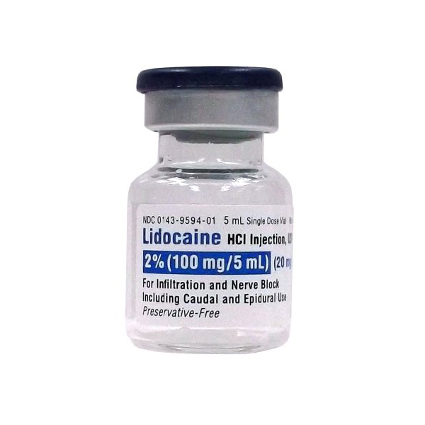 Lidocaine HCl Injection, USP 2% (100 mg/5 mL) (20 mg/mL) 5mL Vial