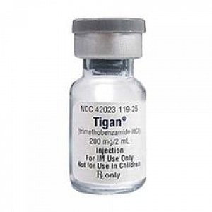 Tigan(R) (Trimethobenzamide Hydrochloride) Injection 200mg/2mL (100mg/mL) 2mL Vial Tigan(R) (Trimethobenzamide Hydrochloride) Injection 200mg/2mL (100mg/mL) 2mL Vial