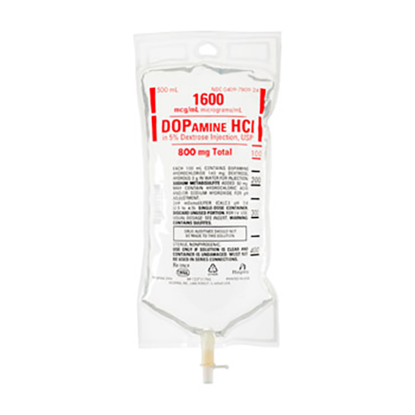 Dopamine HCl In 5% Dextrose Injection, USP 800mg/500mL (1,600Mcg/mL) 500mL Bag