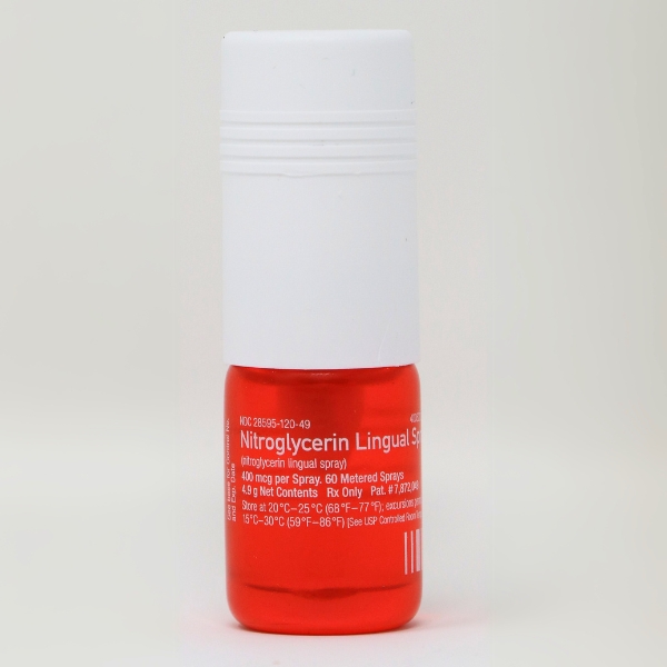 Nitroglycerin Lingual Spray 400 mcg per Spray 60 Metered Sprays Unboxed