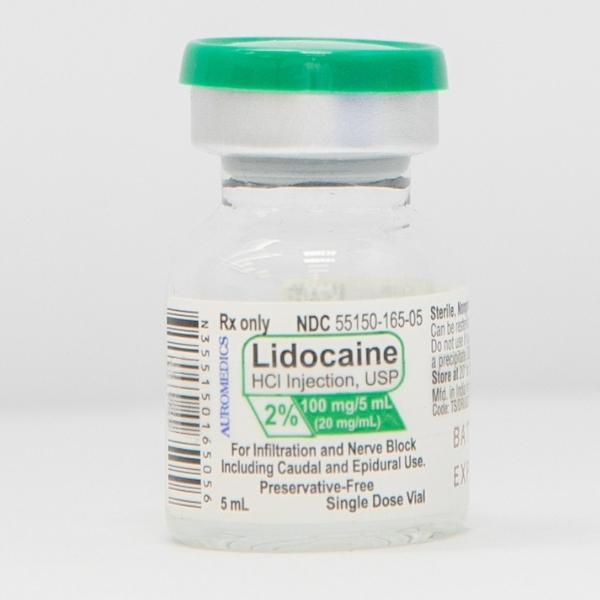 Lidocaine HCl Injection USP 2% 100mg/5mL (20mg/mL) 5mL Vial