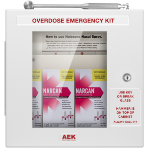 Naloxone Wall Cabinet, Locking with Breakable Window/Hammer