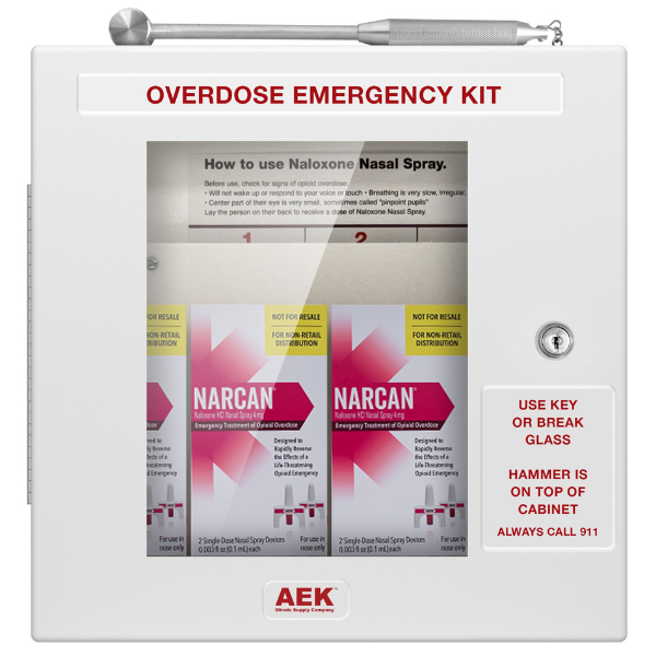 Naloxone Wall Cabinet, Locking with Breakable Window/Hammer