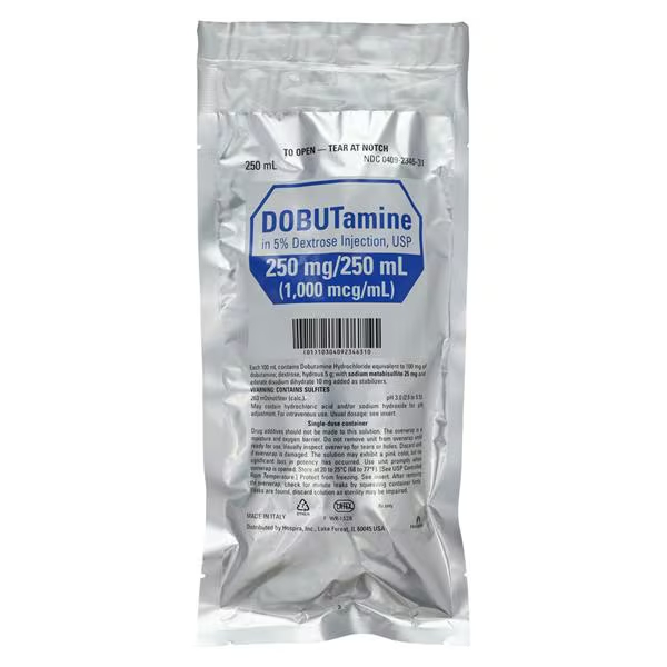 Dobutamine in 5% Dextrose Injection USP, 250mg per 250mL (1,000 mcg/mL) 250mL Bag
