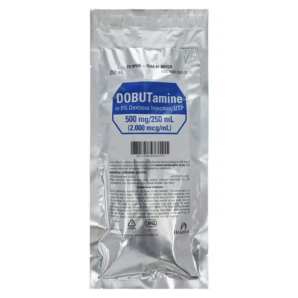 Dobutamine in 5% Dextrose Injection, USP 500mg/250mL (2,000 mcg/mL) 250mL Bag