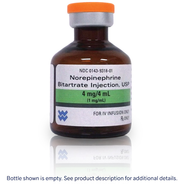 Norepinephrine Bitartrate Injection, USP 4mg PER 4mL (1 mg/mL) 4mL VIAL